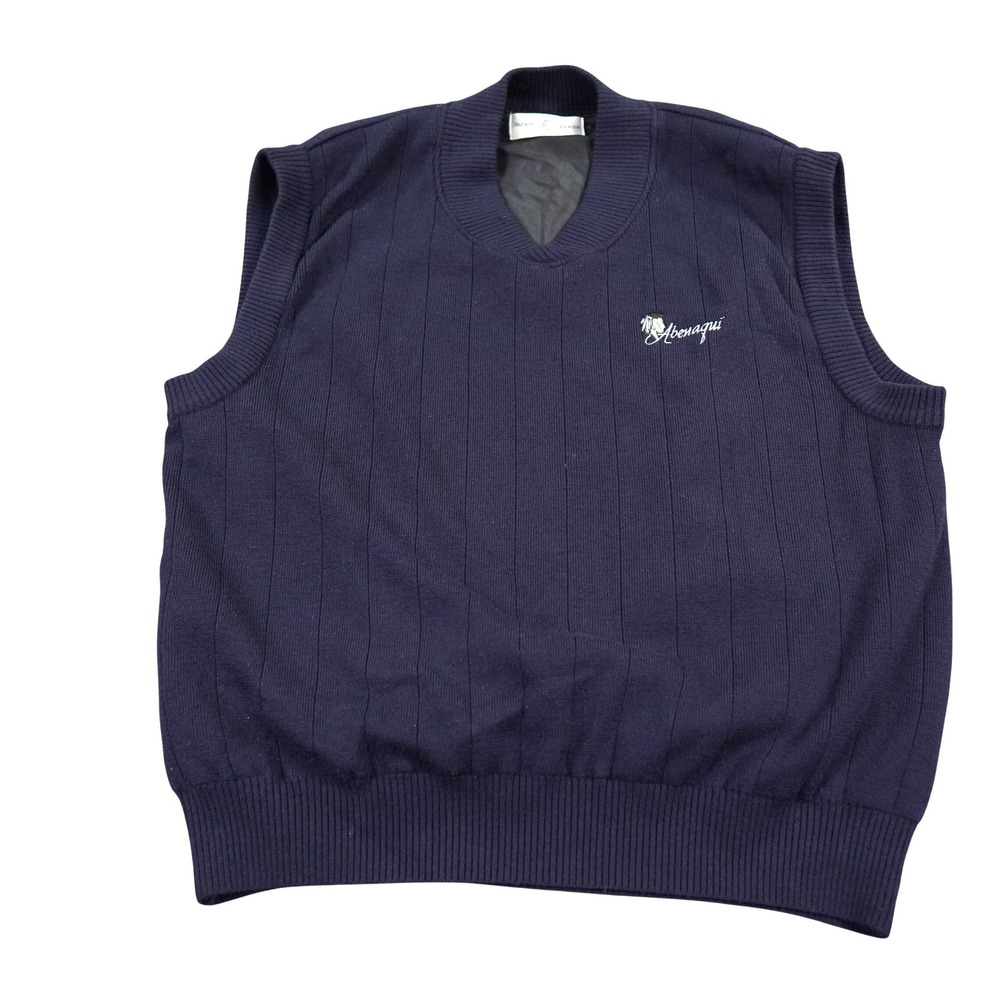 VTG Fairway Greene Golf Sweater Vest Men Large Navy Blue Merino Wool Abenaqui CC